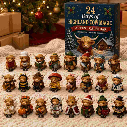 🎁Last Day 50% OFF✨24-Day Highland Cow Christmas Advent Calendar