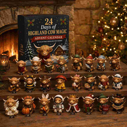🎁Last Day 50% OFF✨24-Day Highland Cow Christmas Advent Calendar