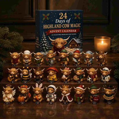 🎁Last Day 50% OFF✨24-Day Highland Cow Christmas Advent Calendar